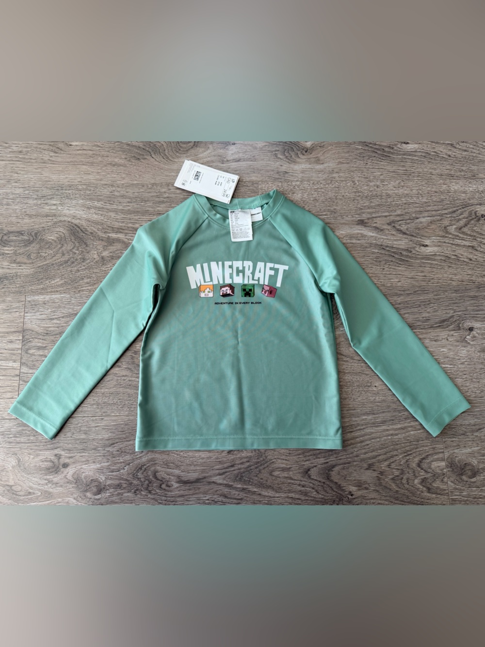 H&M Minecraft Long Sleeve Swim Shirt / Rash Guard - Sun Protection Shirt